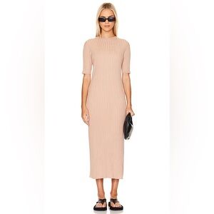VARLEY Maeve Rib Knit Short Sleeve Midi Dress